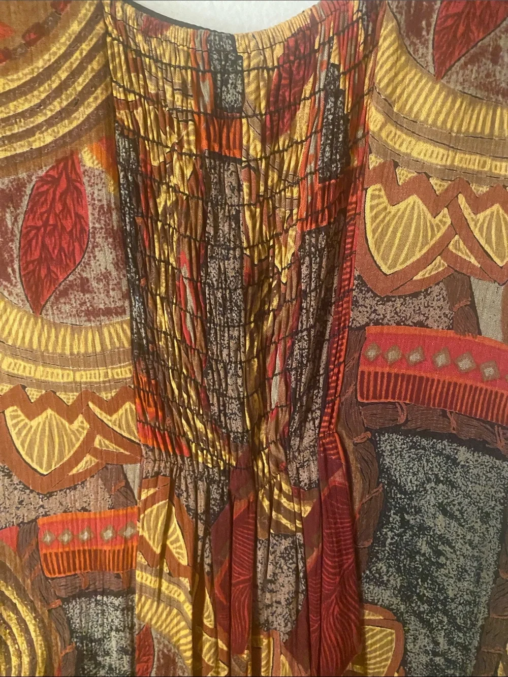 Abstract Print Short-Sleeve Maxi  jumpsuit in Rust Multi - Picture 7 of 8